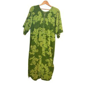 Terry Cloth Towel Coverup/Robe/Caftan Retro Mod 60s Vintage Green USA See Measur